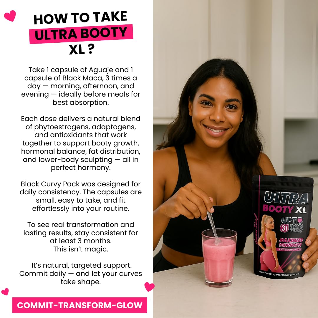Curvy Fruit Maximum Booty Growth – Ultra Booty Powder with Aguaje + Black Maca – Glute Volume Supplement for Women Curvy FruitAu supplements