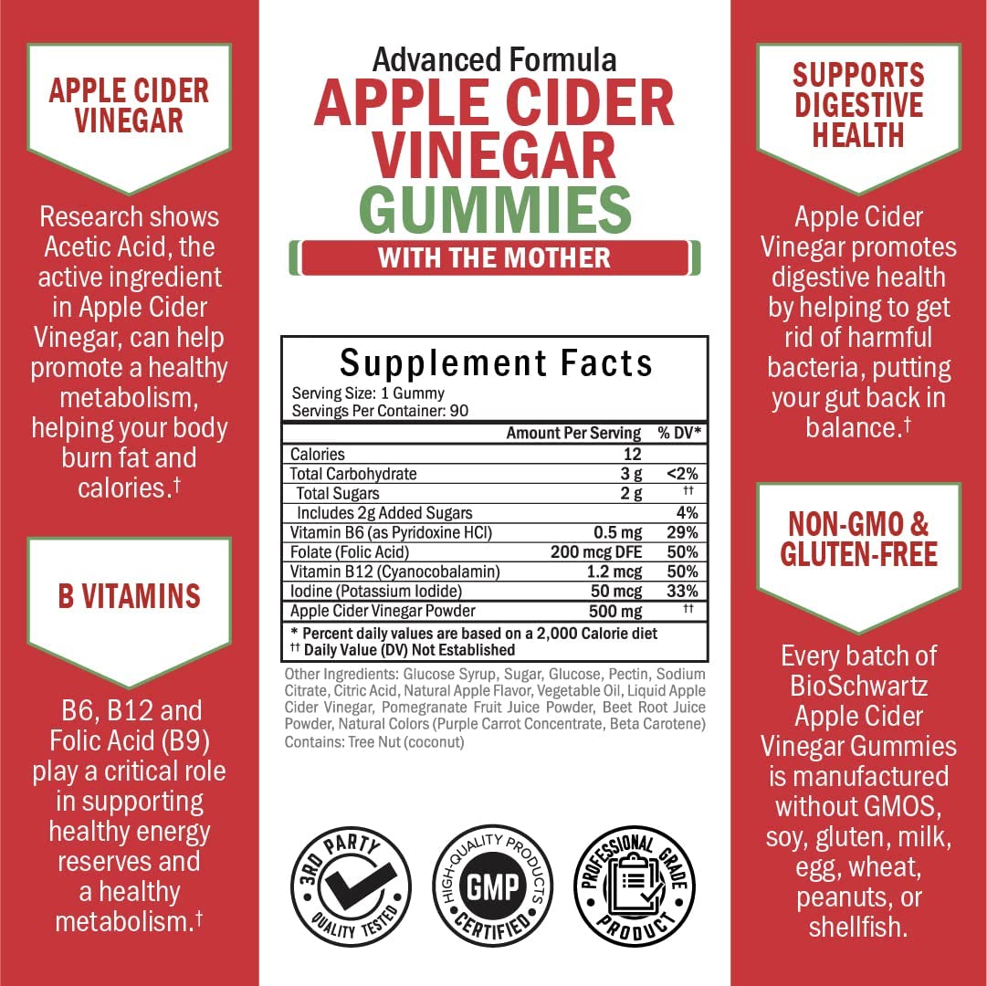 Apple Cider Vinegar Gummies for Weight Loss - ACV Gummies with The Mother BioSchwartzAu supplements