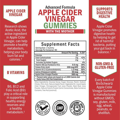 Apple Cider Vinegar Gummies for Weight Loss - ACV Gummies with The Mother BioSchwartzUS supplements