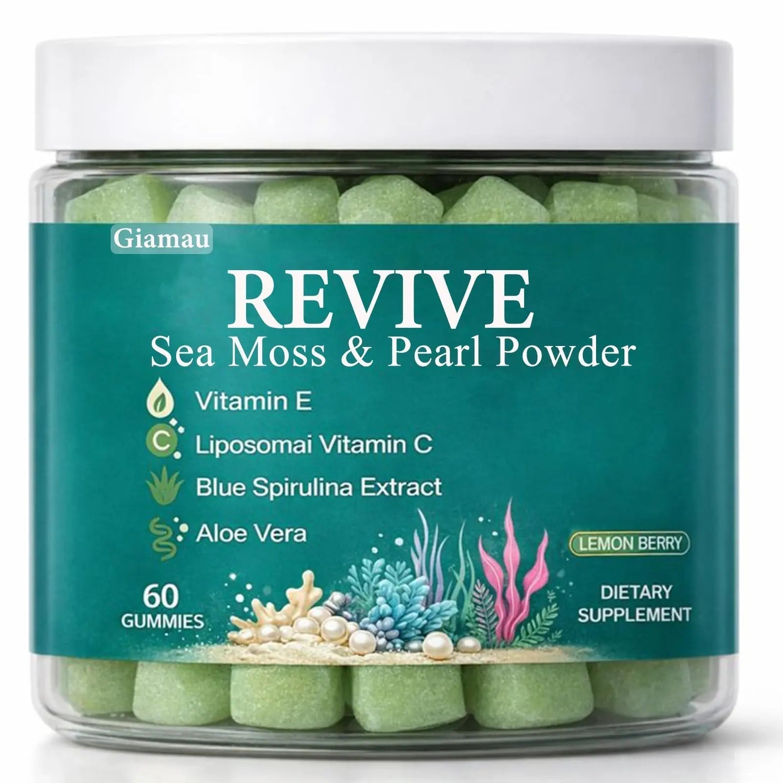 Giamau Revive Hair Gummies, Sea Moss Gummies, Natural Nutrient Blend for Hair Health Support – Gluten-Free, No Harsh Chemicals, 60 Gummies (1) GiamauAu supplements