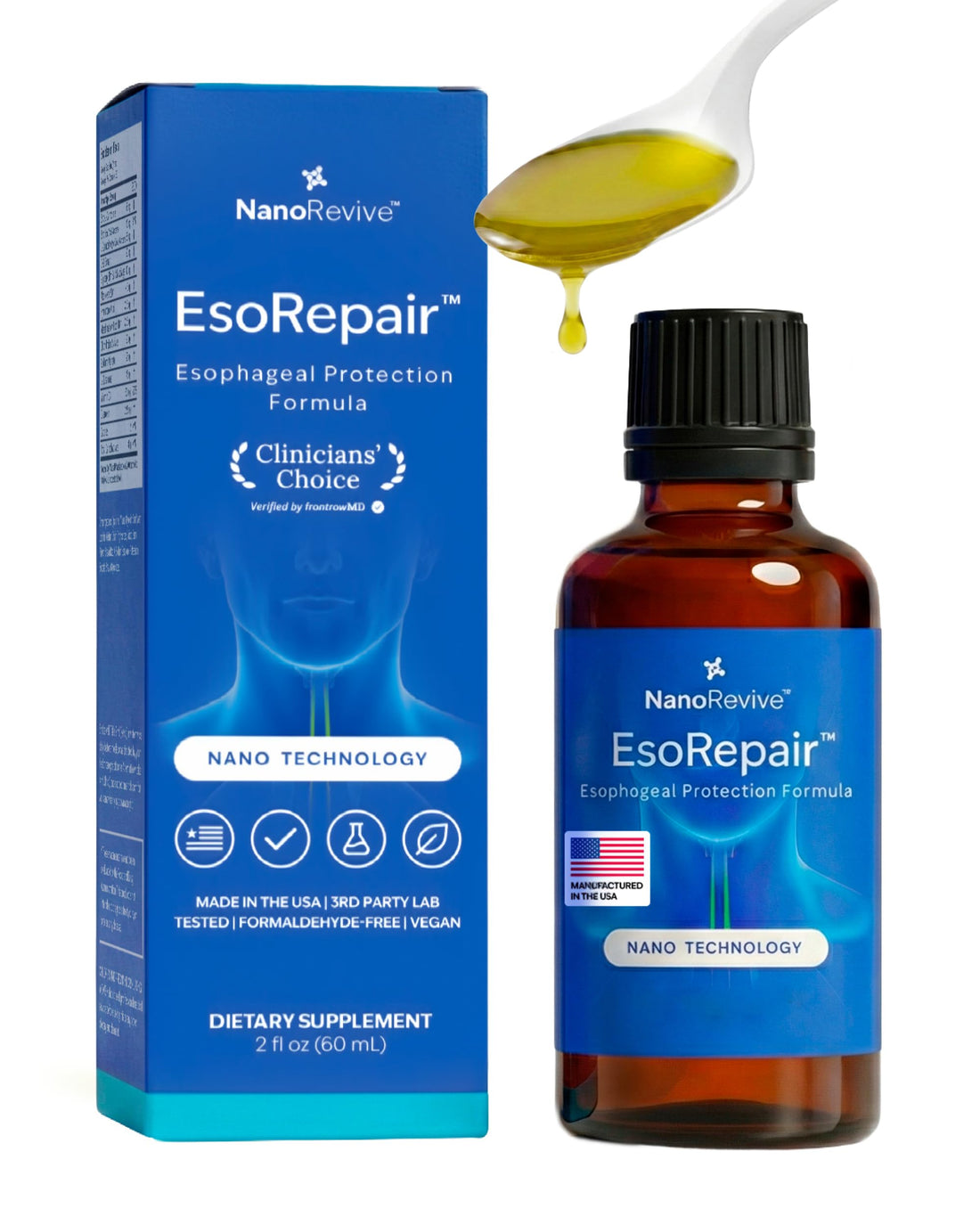 EsoRepair Nano Esophageal & Stomach Health Supplements for Men & Women - Digestive Comfort - Slippery Elm Bark, Zinc L-Carnosine NANOREVIVEUS supplements