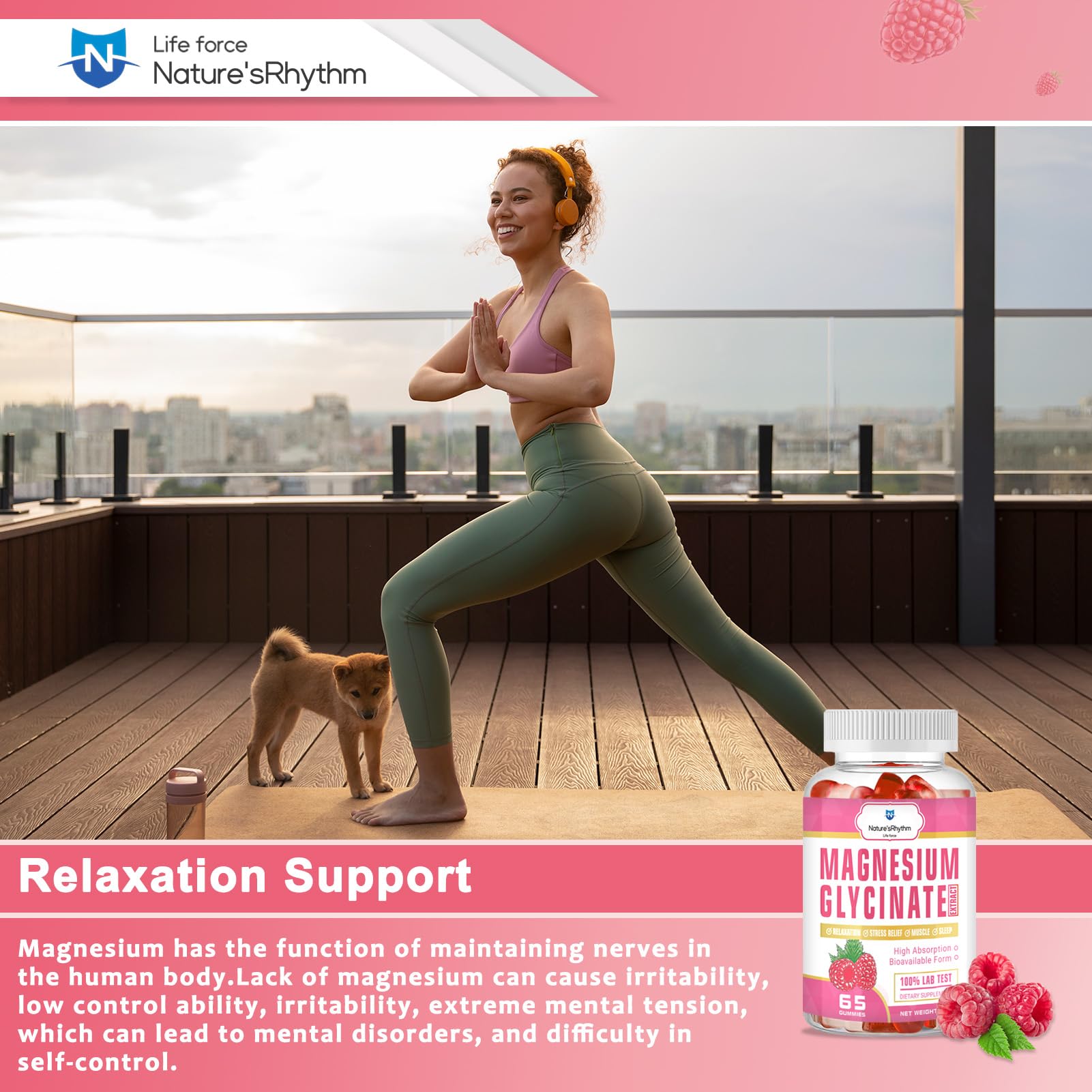 Nature‘s Rhythm Magnesium Gummies 500mg - 65 Ct | Magnesium Glycinate Supplements for Relaxation, Stress Relief, and Sleep for Adults & Kids Tasty and Tangy Raspberry Flavor Nature'sRhythmAu supplements