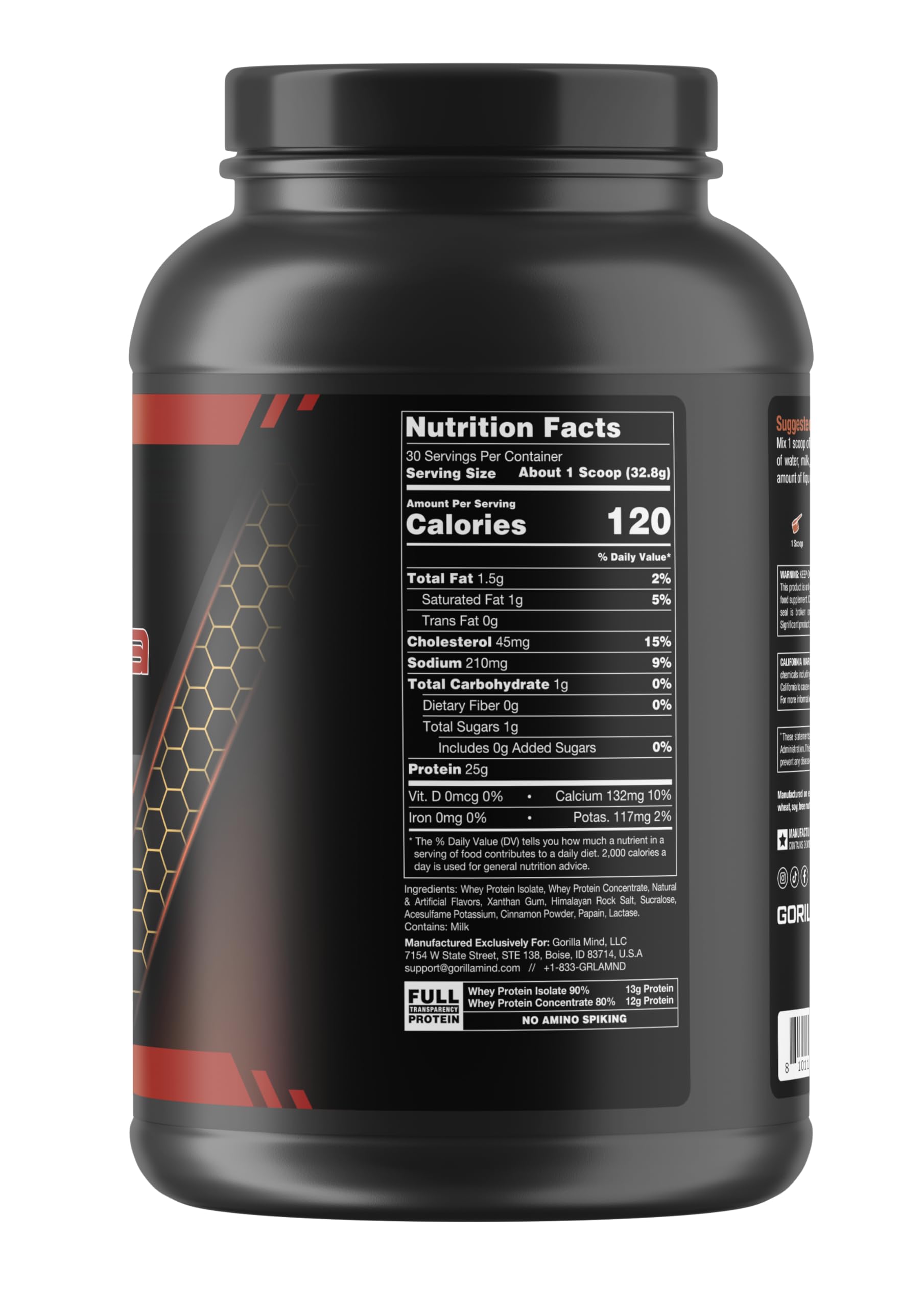 Gorilla Mode Premium Whey Protein - Cinnamon Churro / 25 Grams of Whey Protein Isolate Gorilla MindUS supplements