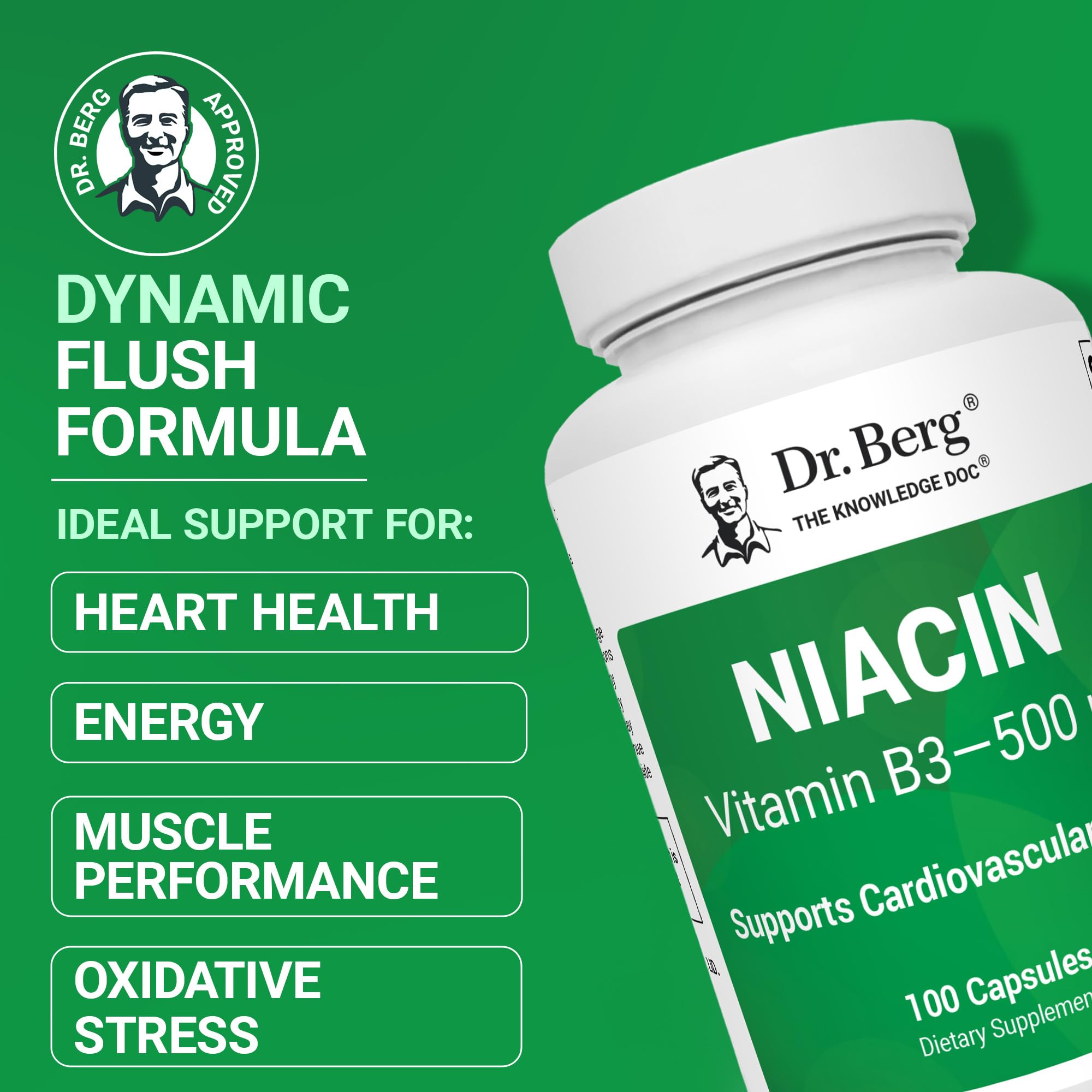 Dr. Berg Highly-Potent Niacin 500 mg – Now Only 125 mg per Capsule for Niacin Flush Tolerance Building – Gradually Increase to 500mg a Day – Vitamin B3 for Heart, Brain & Energy Support – 100 Capsules Dr. Berg NutritionalsAu supplements