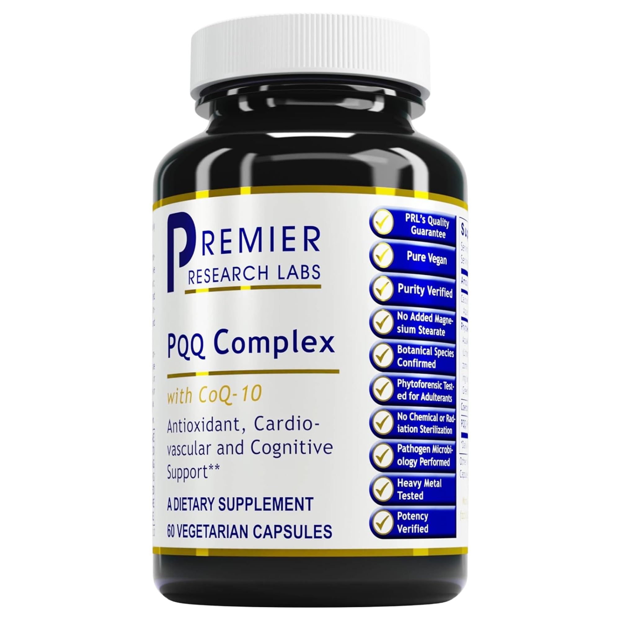 Premier Research Labs Premier PQQ Complex with CoQ10 - Coenzyme Q10, Co Q 10 Supplement with Pyrroloquinoline Quinone (PQQ) for Antioxidant, Brain & Heart Support - 60 Vegetarian Capsules Premier Research LabsAu supplements