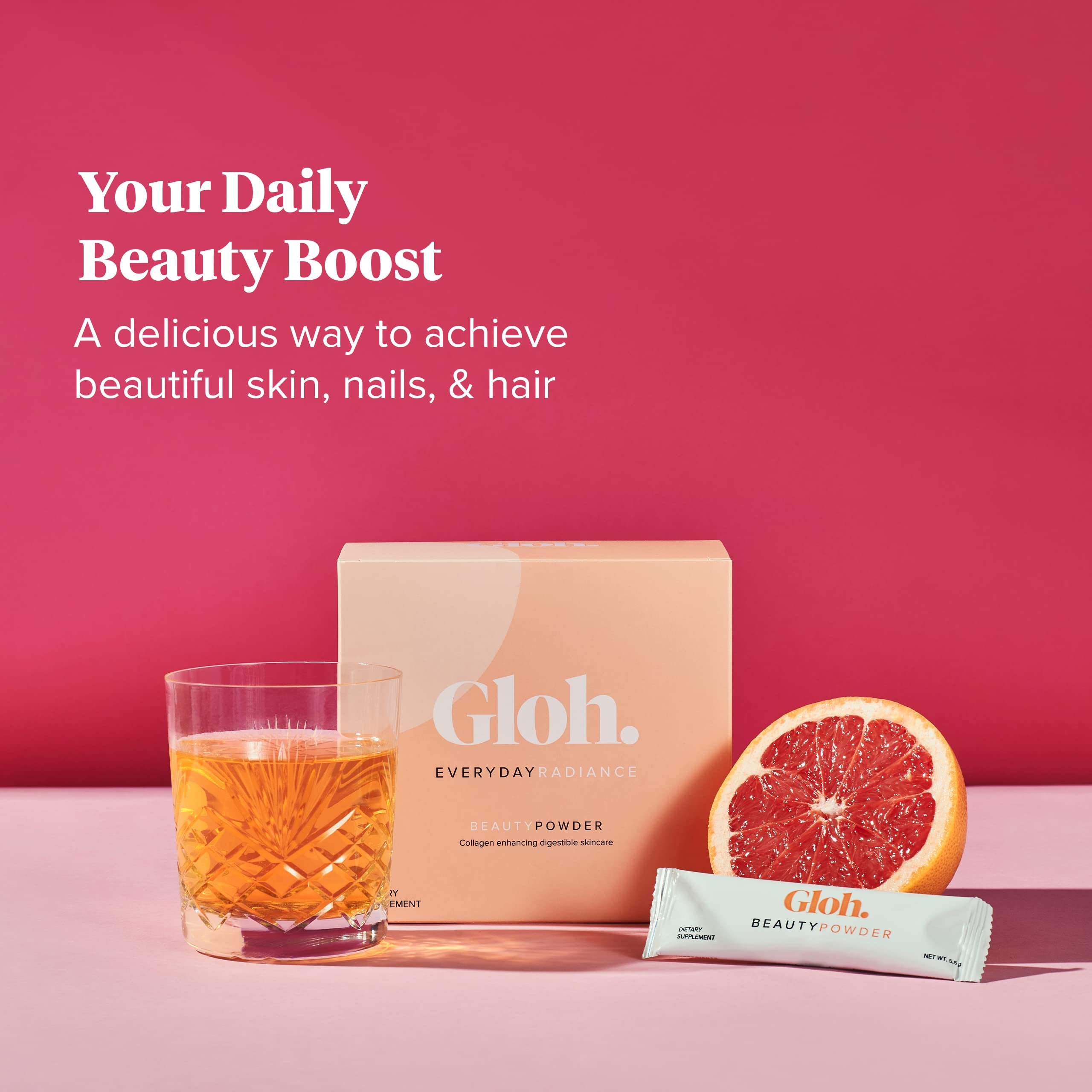 Gloh. Marine Collagen Powder for Women - Peach Flavor Collagen Supplements for Women with Hyaluronic Acid, Vitamin A, B2, B6 Gloh.Au supplements