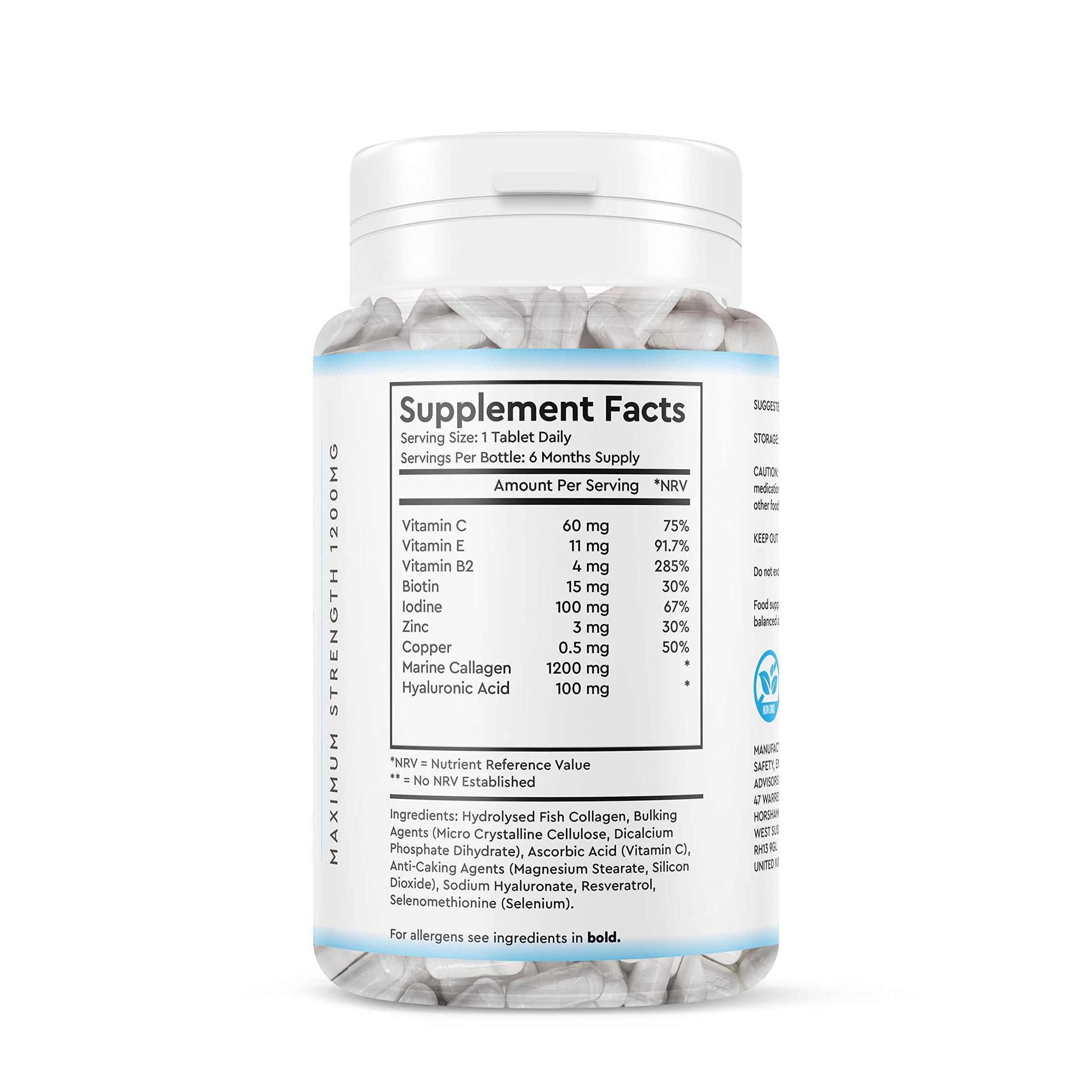 Marine Collagen Peptide Tablets 1200MG - 6 Month Supply - 180 High Strength Collagen Tablets My StoreAu supplements
