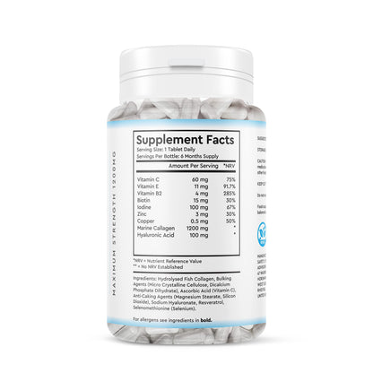 Marine Collagen Peptide Tablets 1200MG - 6 Month Supply - 180 High Strength Collagen Tablets My StoreUS supplements
