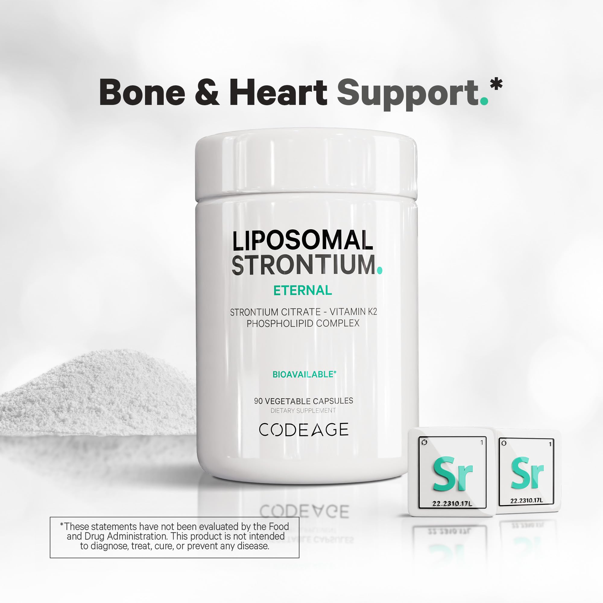 Codeage Liposomal Strontium Supplement - Strontium Citrate, Vitamin K2 MK-7, Liposomal Delivery, Non-GMO, Gluten-Free - 90 Capsules CodeageAu supplements