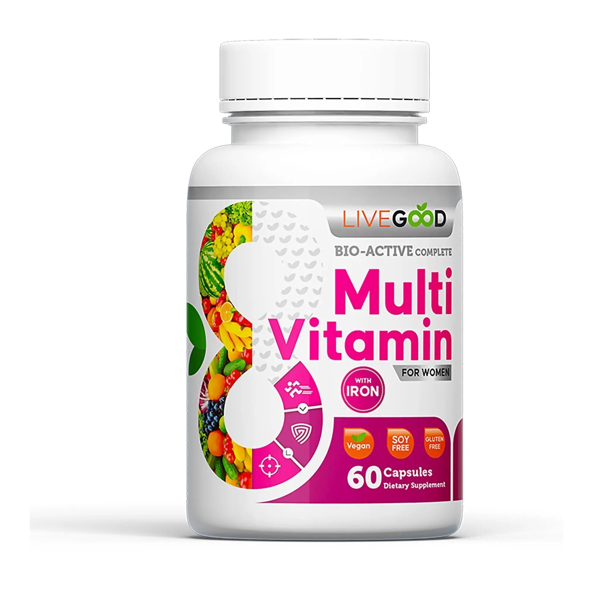 LIVEGOOD Bio-Active Complete Multivitamin for Women with Iron, Daily Women’s Multi with 24 Essential Vitamins and Minerals LIVEGOODAu supplements