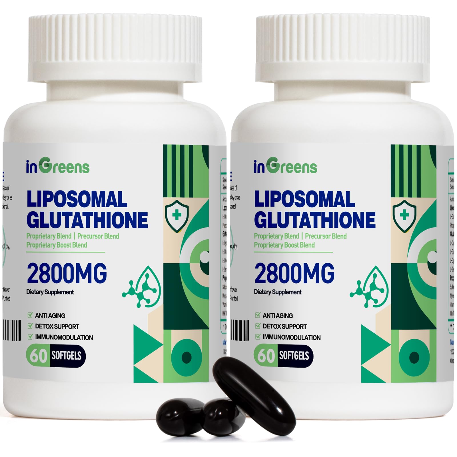 inGreens 2800 MG Liposomal Glutathione Supplement, Detoxifying & Immune, Aging Defense, Energy, Glutathione Unique Formulation Reduced inGreensAu supplements