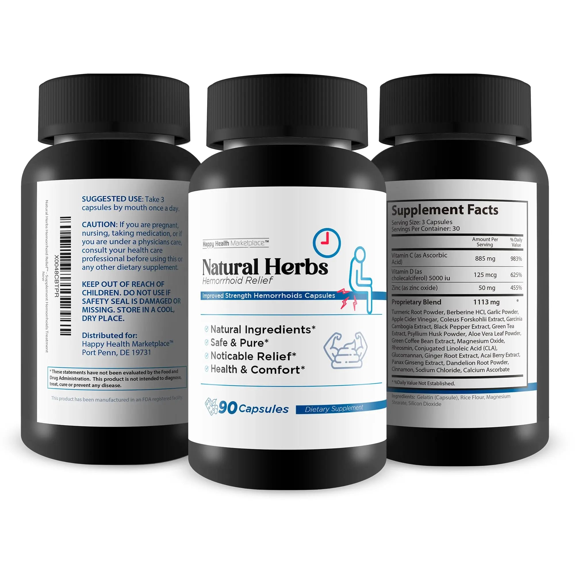 Natural Herbs Hemorrhoids Capsules - Our Best Hemorrhoid Relief Supplement - Premium Natural Herbs Strength Hemorrhoids Capsules - Hemorrhoids Natural Herbs Hemorrhoid Treatment Hemorrhoids Treatment Happy Health MarketplaceAu supplements