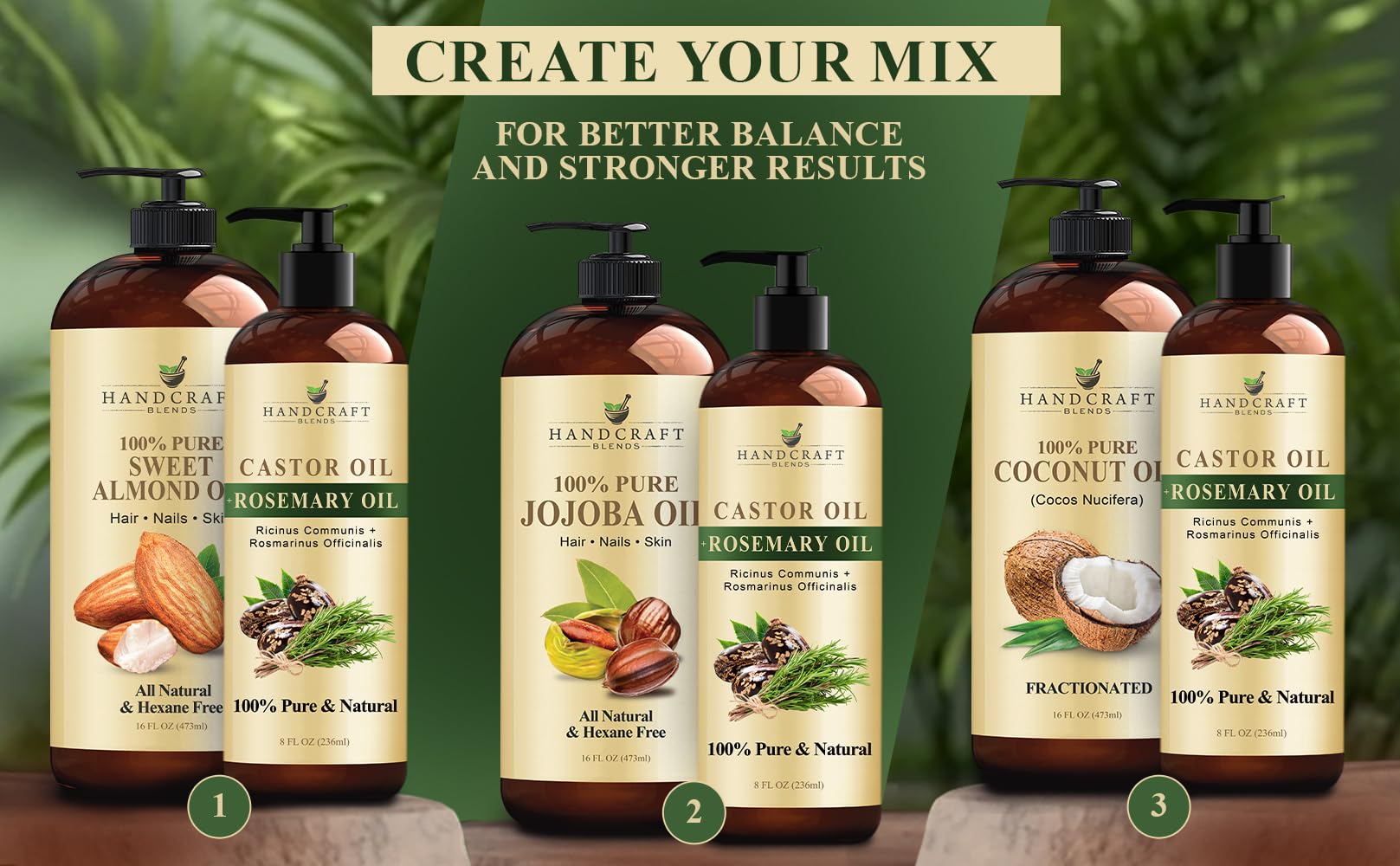 Handcraft Blends Castor Oil with Rosemary Oil for Hair Growth, Eyelashes, Eyebrows Handcraft BlendsAu supplements