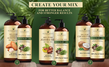 Handcraft Blends Castor Oil with Rosemary Oil for Hair Growth, Eyelashes, Eyebrows Handcraft BlendsUS supplements