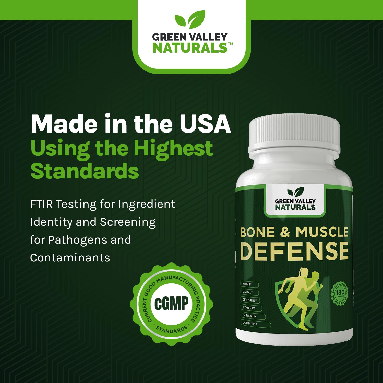 Green Valley Naturals Bone & Muscle Defense Supplement – Bone Health, Muscle Support & Joint Mobility Formula with MyHMB, Magnesium, Vitamin D3 & L-Carnitine for Daily Wellness, 60 Capsules GREEN VALLEY NATURALSAu supplements