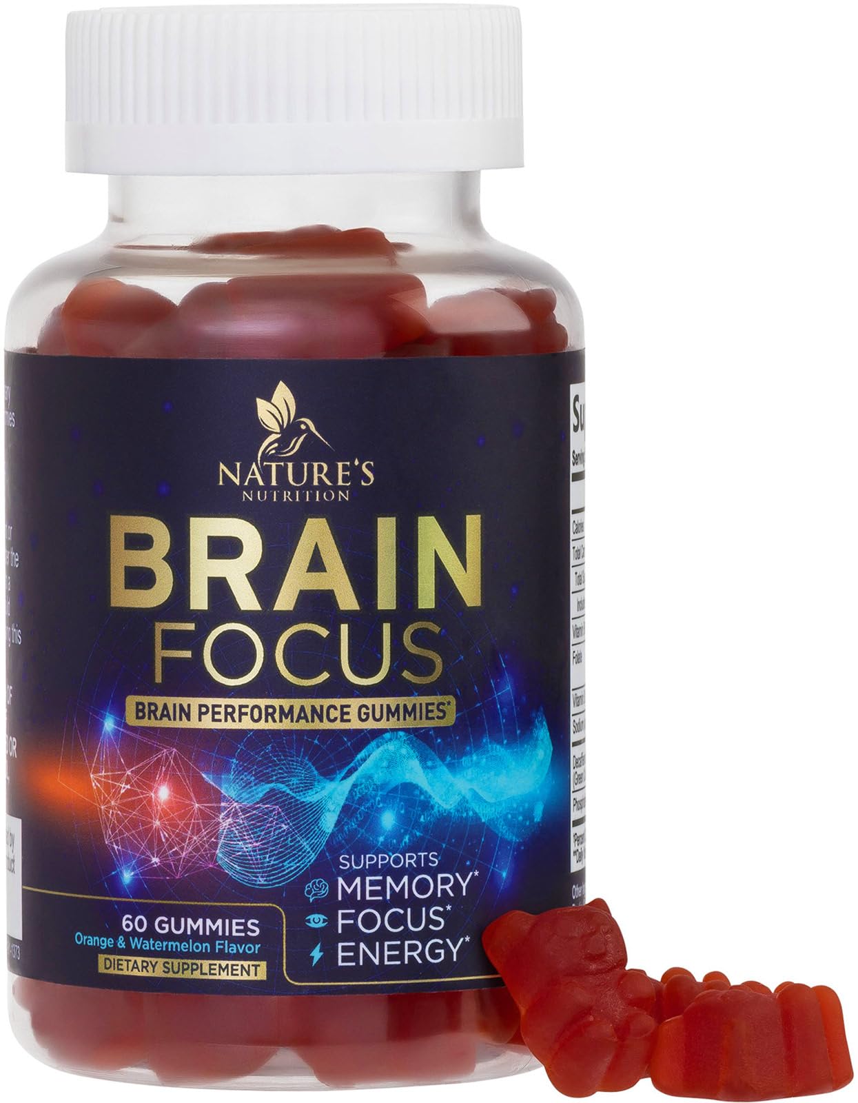 Brain Supplements for Memory and Focus with Phosphatidylserine, Nootropic Memory Supplement Gummy for Brain Health, Concentration, Mental & Cognitive Support, Focus Vitamins with B6 & B12-60 Gummies Nature's NutritionAu supplements