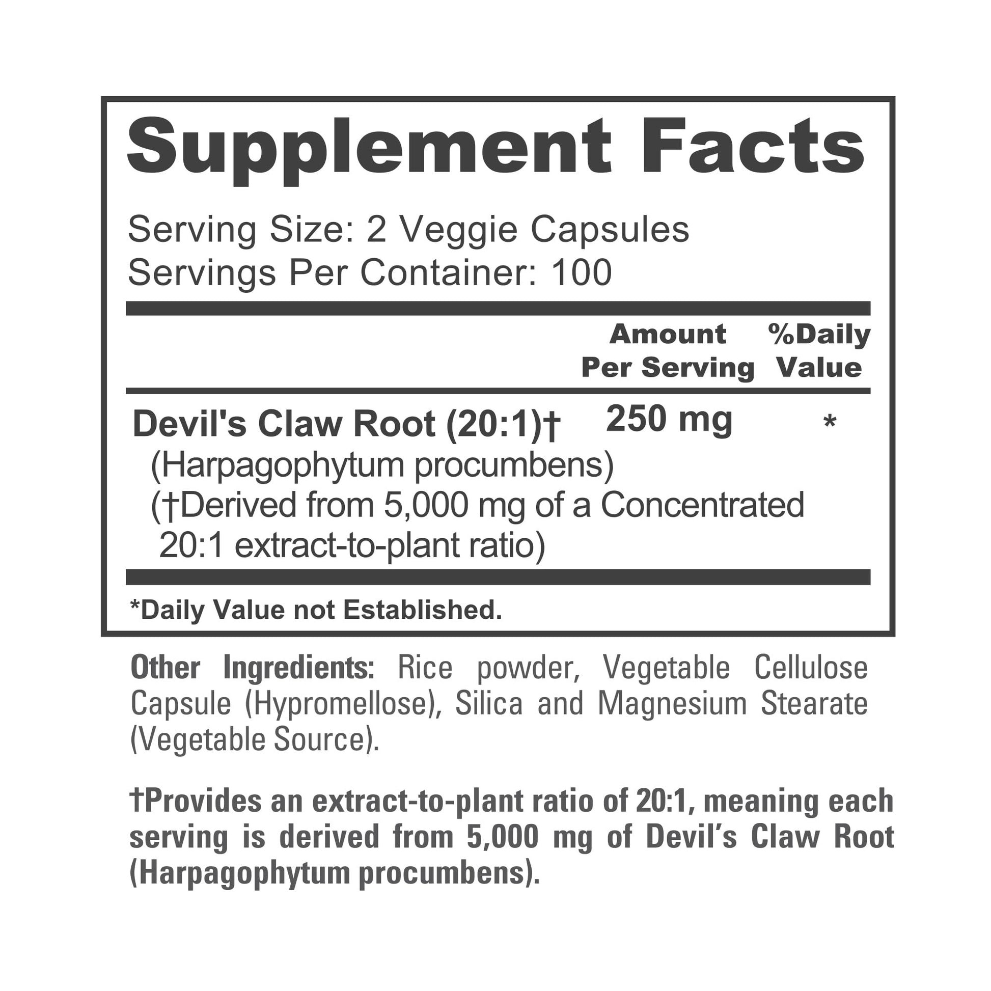 NusaPure Devil's Claw 20:1 Extract, 250 mg Equivalent to 5000mg, 200 Veggie Capsules, Concentrated Root Extract, Devils Claw Herbal Supplement, Non-GMO, Vegan Supplement NusaPureAu supplements