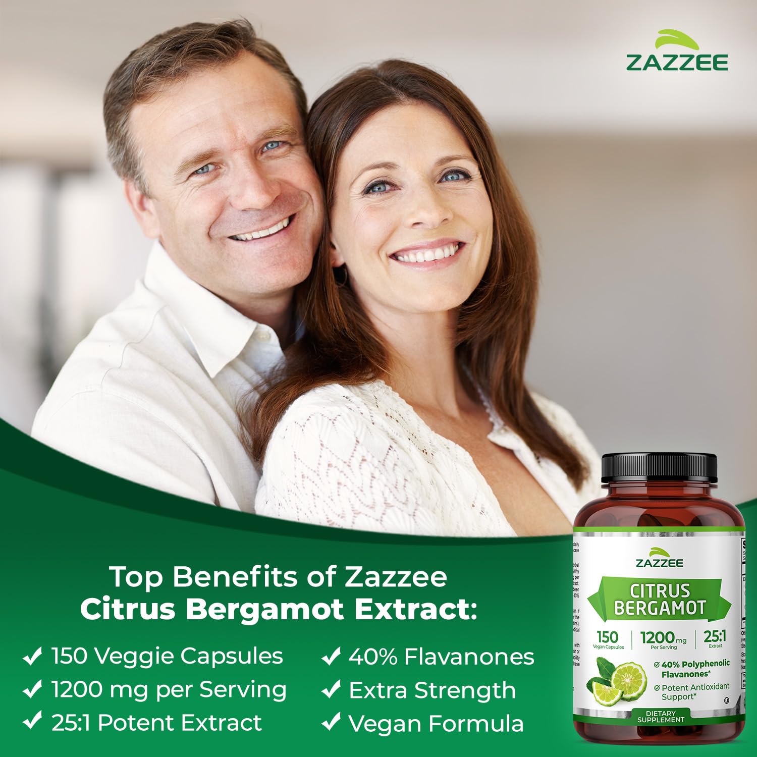 Zazzee Citrus Bergamot 25:1 Extract, 1200 mg Per Serving, 40% Polyphenolic Flavanones, 150 Vegan Capsules, 5 Month Supply, Citrus Bergamia, Antioxidant Support, Certified Kosher, Non-GMO, Made in USA ZazzeeAu supplements