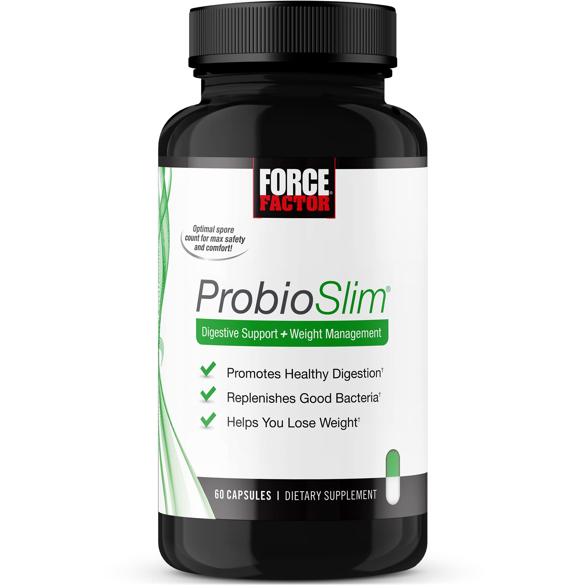 Force Factor ProbioSlim Probiotics for Women and Men, Probiotics for Digestive Health to Reduce Bloating, Gas, & Occasional Diarrhea, with Prebiotics, LactoSpore, & Green Tea for Energy, 60 Capsules ProbioSlimAu supplements