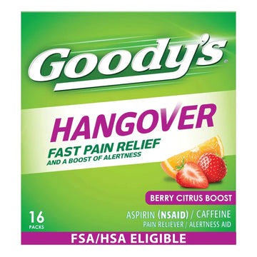 Goody's Hangover Relief Powder, Dual Action Fast Headache Pain Relief with Aspirin and Caffeine, Berry Citrus Flavor, 16 Count Goody'sAu supplements
