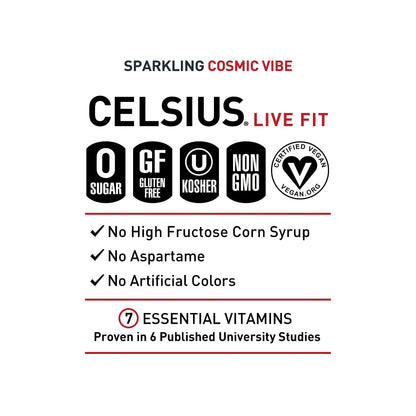 CELSIUS Sparkling Cosmic Vibe, Functional Essential Energy Drink 12 Fl Oz (Pack of 12) CELSIUSUS supplements