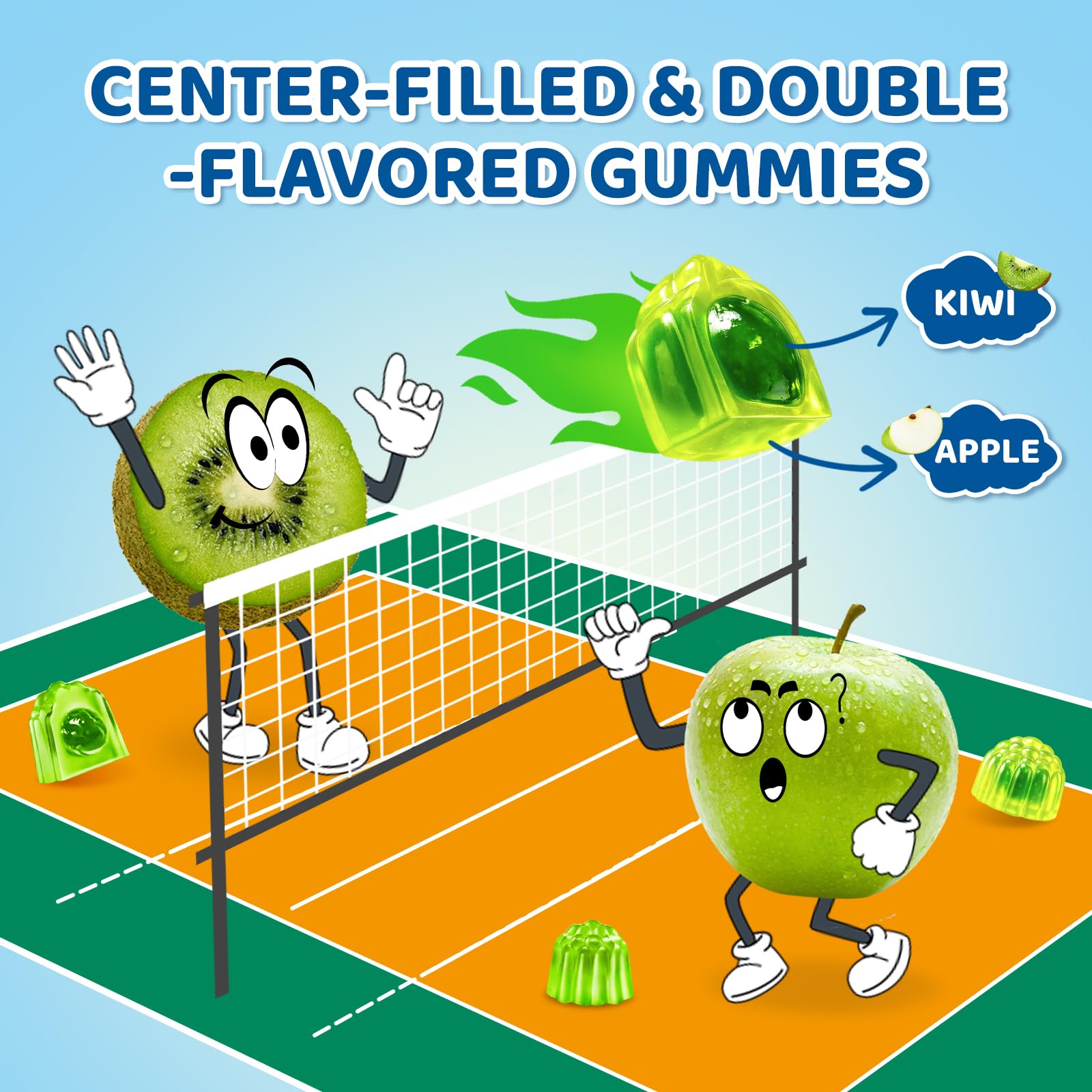 Center-Filled Magnesium Gummies for Kids 300MG - Magnesium Glycinate Gummies with L-theanine, Omega-3, Vitamin B6, D for Kids & Adults, Supplement for Sleep, Calm & Muscle Relaxation - Apple & Kiwi CNCHEFAu supplements