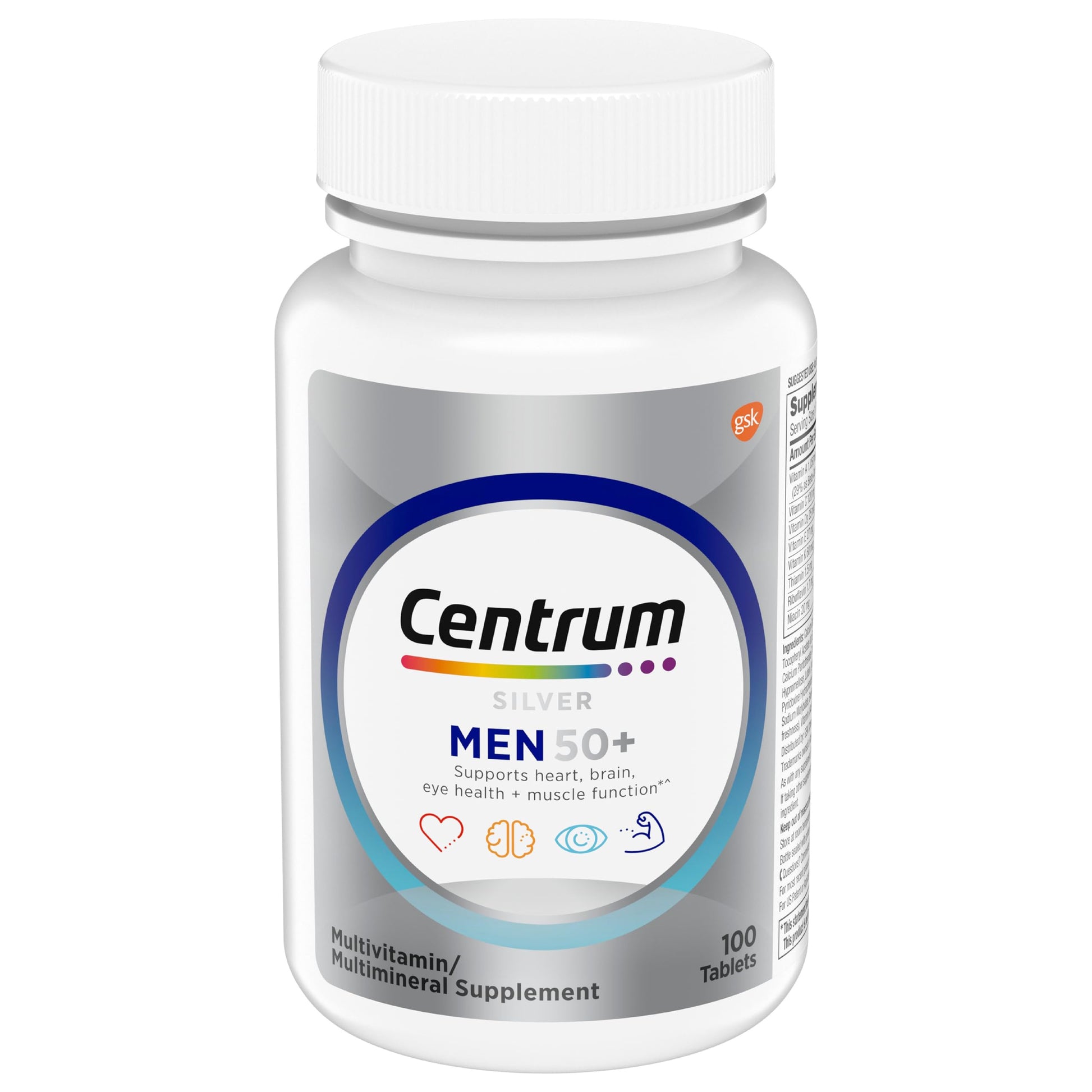Centrum Silver Multivitamin for Men 50 Plus, Multimineral Supplement, Vitamin D3, B-Vitamins and Zinc, Gluten Free, Non-GMO Ingredients, Supports Memory CentrumAu supplements