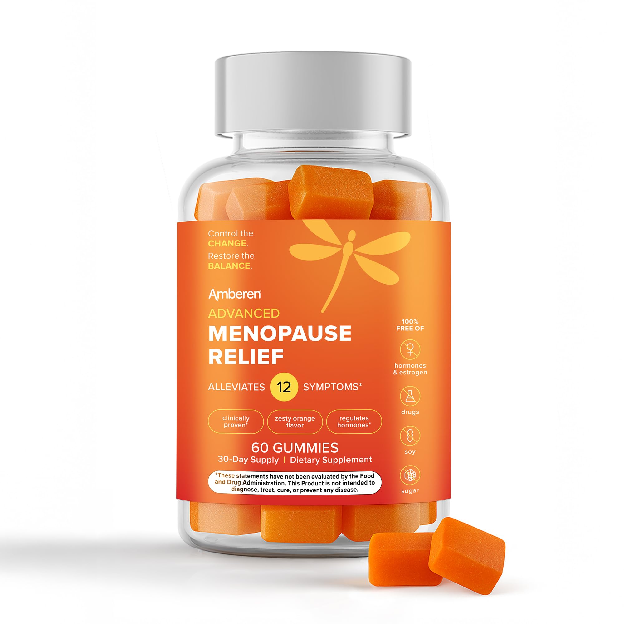 Amberen Menopause Supplement for Women, 60 Gummies, Clinically Proven, Helps Support Hormone Balance, Helps Relieve 12 Menopause Symptoms: Hot Flashes, Night Sweats, Mood Swings and More AmberenAu supplements