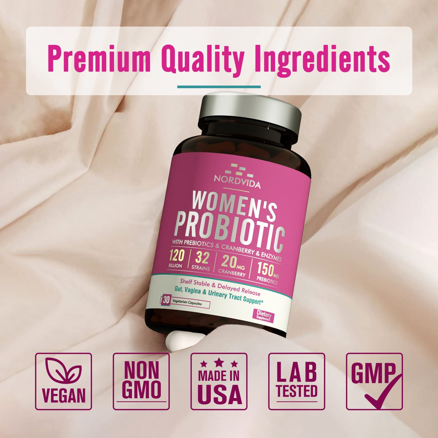 NordVida Women's Probiotic, 120 Billion & 32 Strains, Shelf Stable Probiotic for Gut NordvidaAu supplements