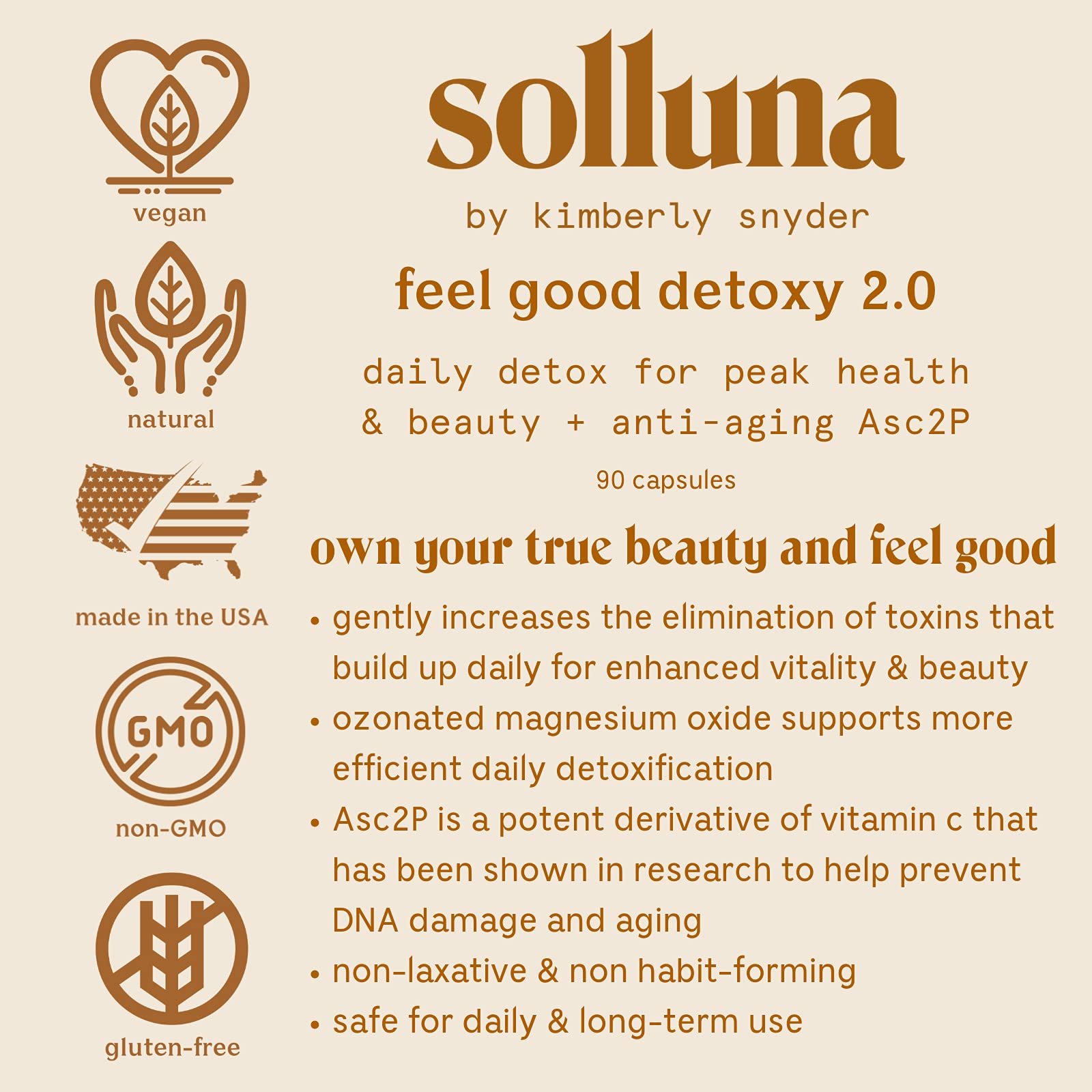 Solluna by Kimberly Snyder Oxygenated Magnesium Colon Cleanse with Asc2P — Gentle Detoxification and Bloating Relief — Fast Acting, Non-Laxative Detox for Digestive Health (90CT) Vegan & Non-GMO Solluna by Kimberly SnyderAu supplements