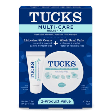 Tucks Multi-Care Relief Kit – 40 Count Witch Hazel Pads & 0.5 oz. Lidocaine Cream - Protects from Irritation, Hemorrhoid Treatment Medicated Pads Used by Hospitals TUCKSAu supplements