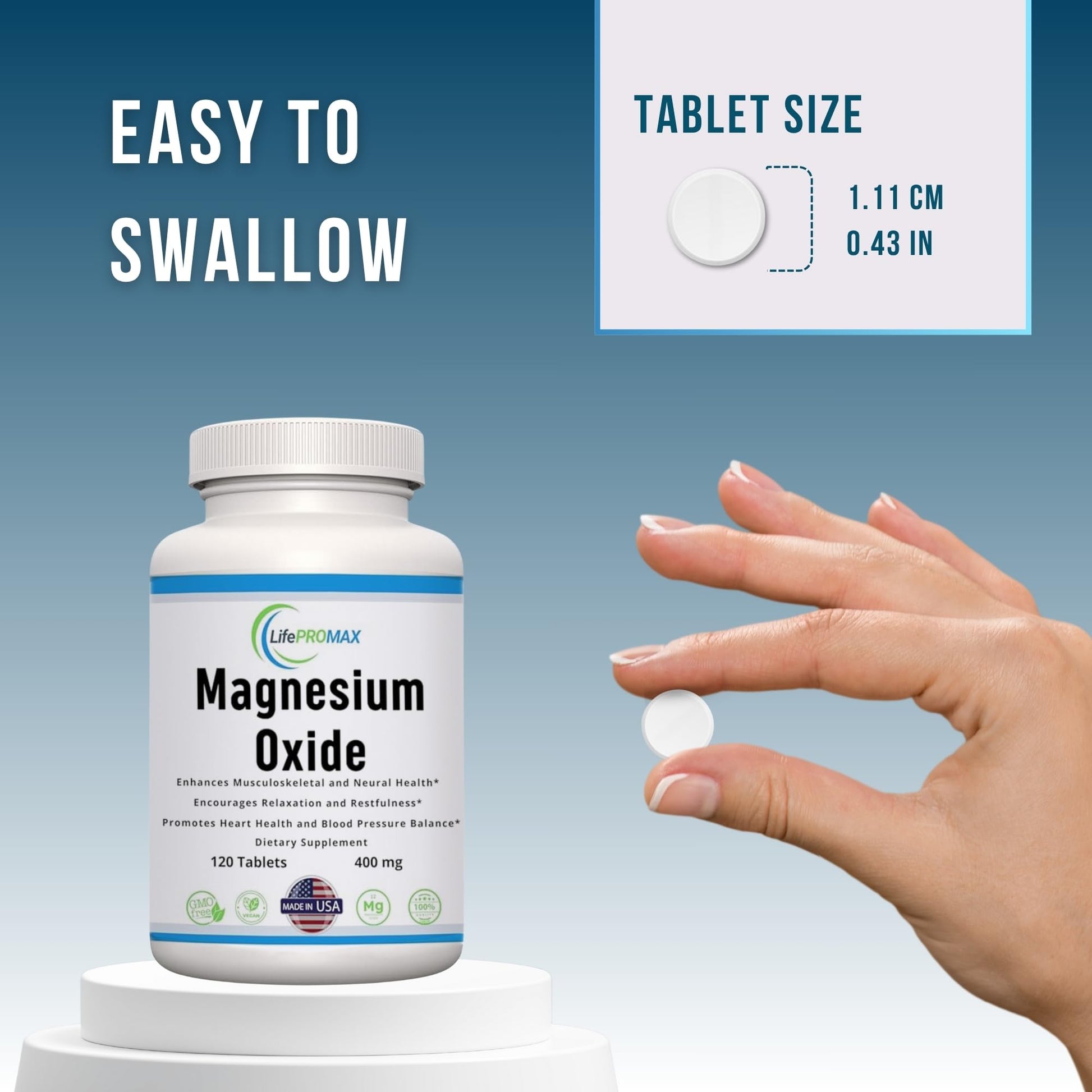 Magnesium 400mg [High Potency] Supplement – Magnesium Oxide for Immune Support, Muscle Recovery, Leg Cramps and Relaxation 120 Tablets LifePROMAXAu supplements