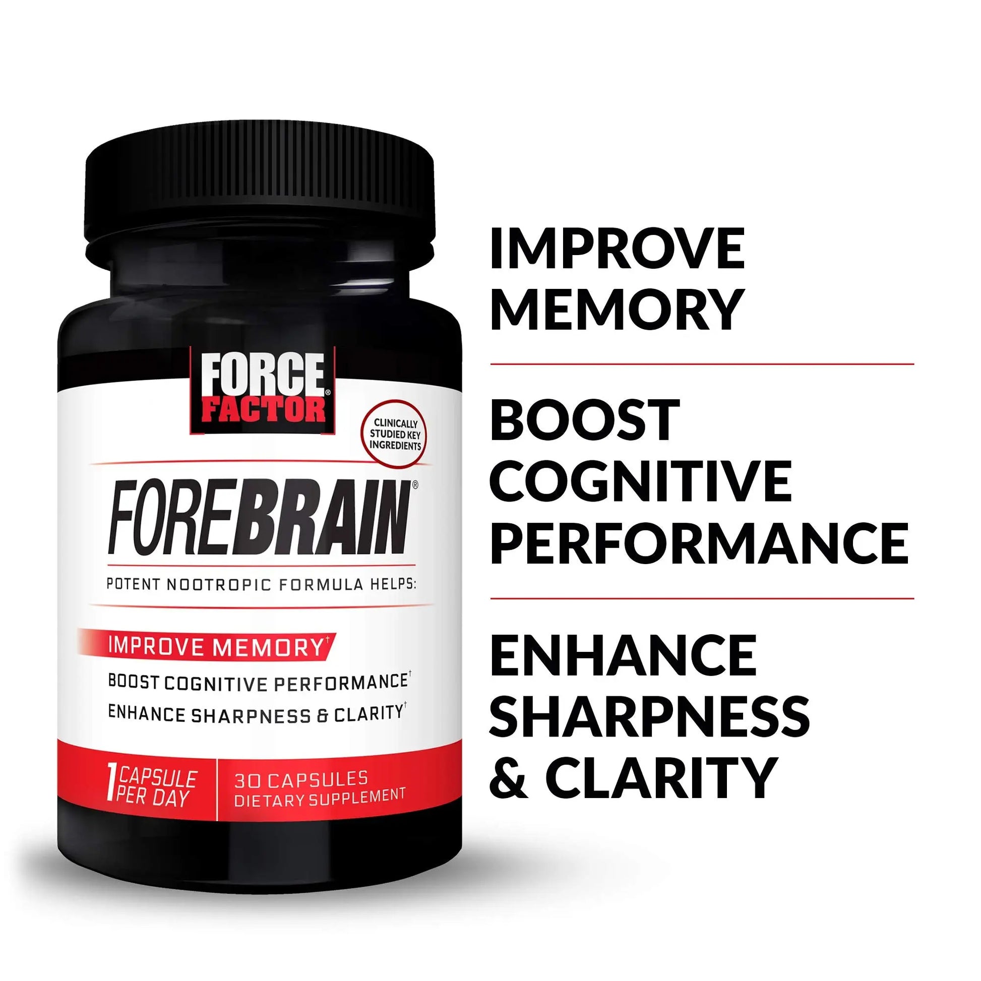 Force Factor Forebrain Nootropic Brain Supplement with Caffeine Bacopa and Huperzine A Capsules 3Pack, White, 90 Count Force Factornz supplements