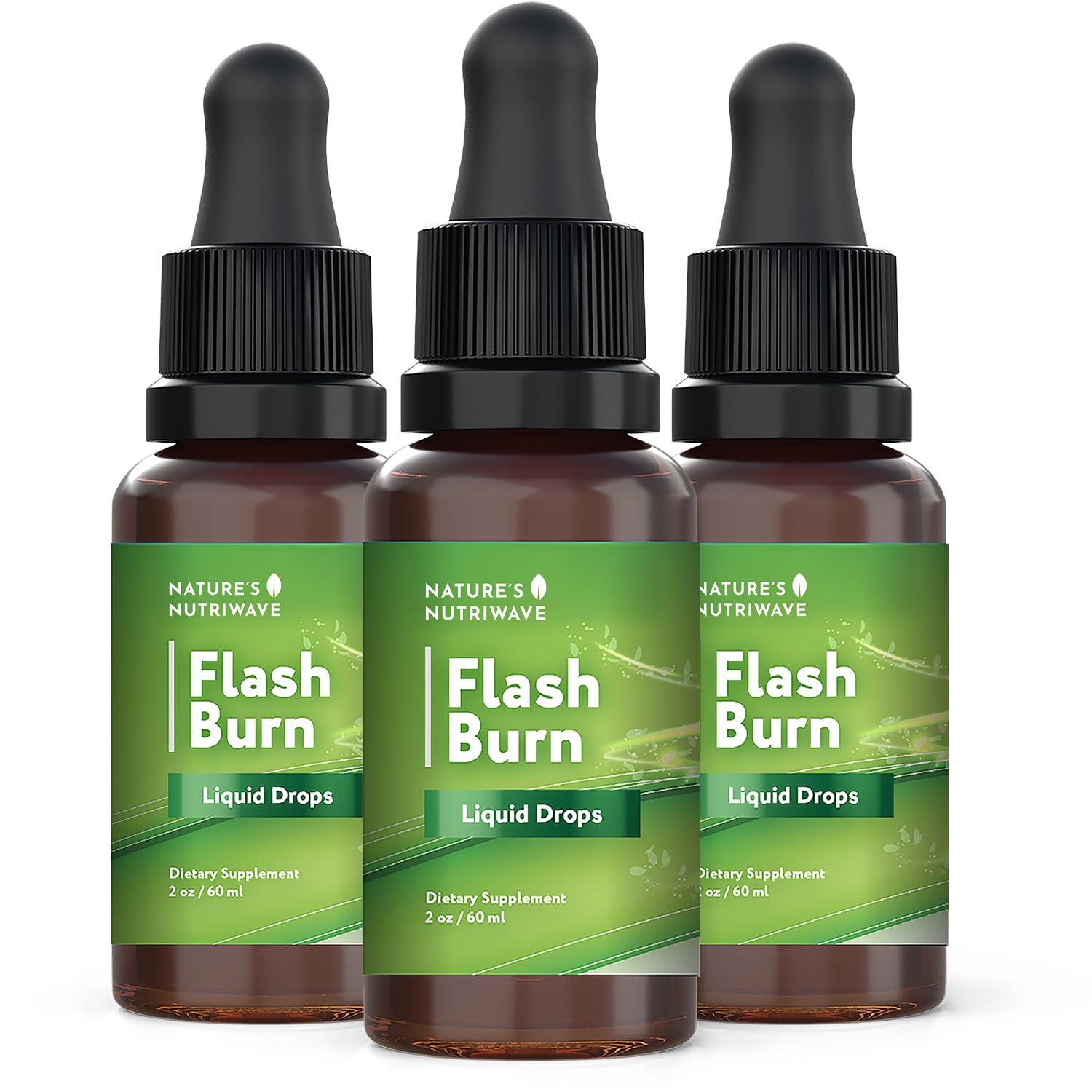 Flash Burn – Natural Plant-Based Liquid Supplement with Maca, Grape Seed, Green Tea & Ginseng – Made in USA, Non-GMO, Gluten-Free, Dairy-Free, Vegetarian - 2 Fl Oz (40 mL), 3 Month Supply Nature’s NutriWaveAu supplements