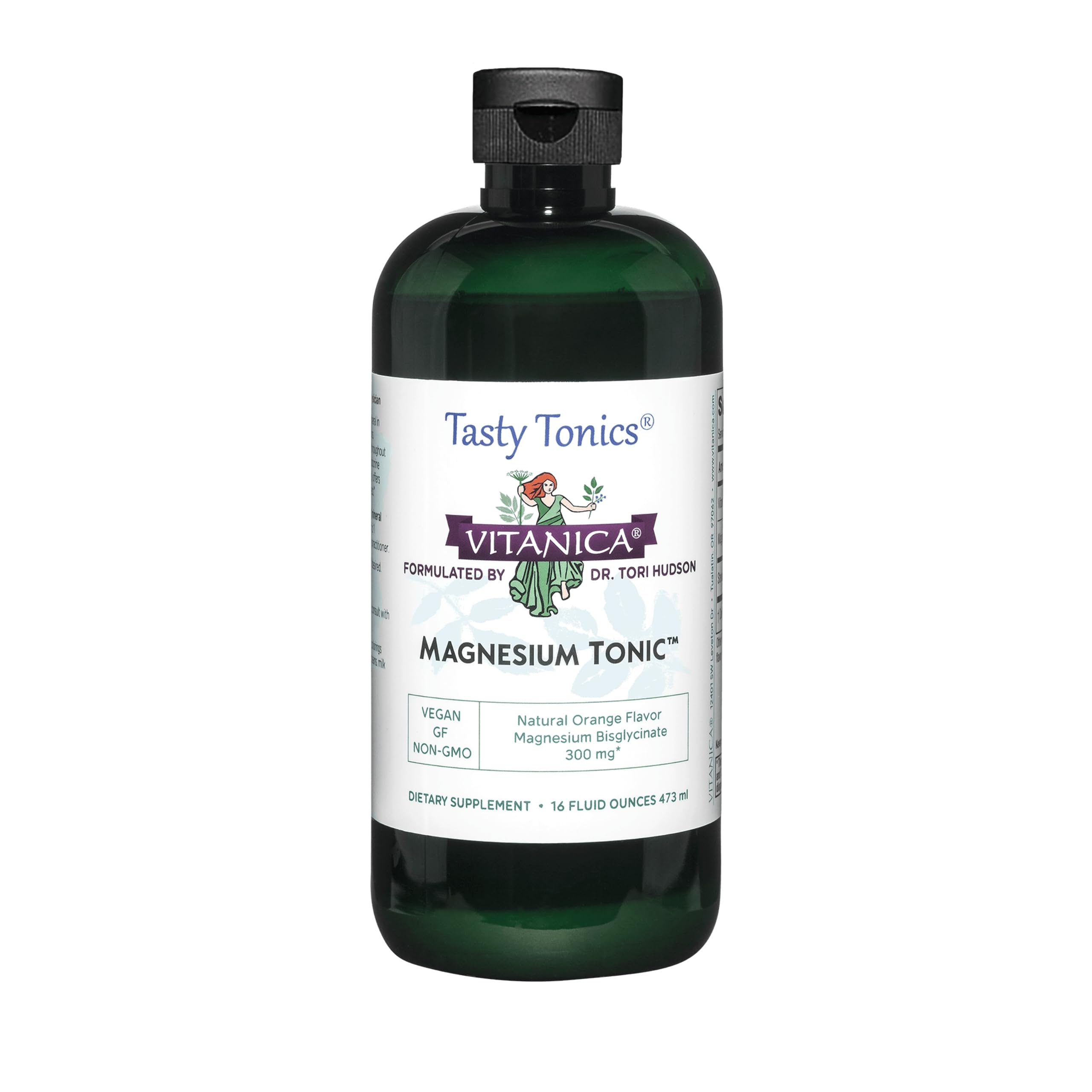 Vitanica Magnesium Tonic, Liquid Magnesium Bisglycinate Chelate 300 mg with Vitamin B6, Dr Formulated Supplement, Orange Flavor, Vegan, Gluten Free and Non-GMO,16 fl oz VitanicaAu supplements