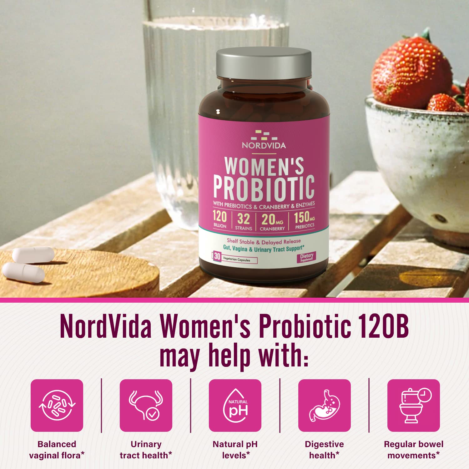 NordVida Women's Probiotic, 120 Billion & 32 Strains, Shelf Stable Probiotic for Gut NordvidaAu supplements
