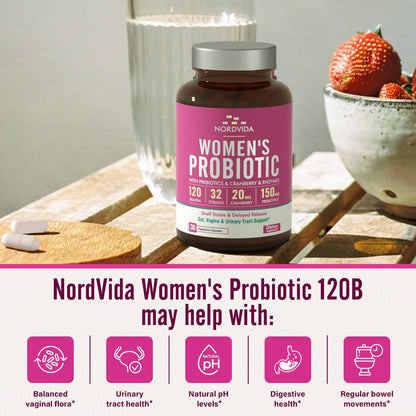 NordVida Women's Probiotic, 120 Billion & 32 Strains, Shelf Stable Probiotic for Gut NordvidaUS supplements