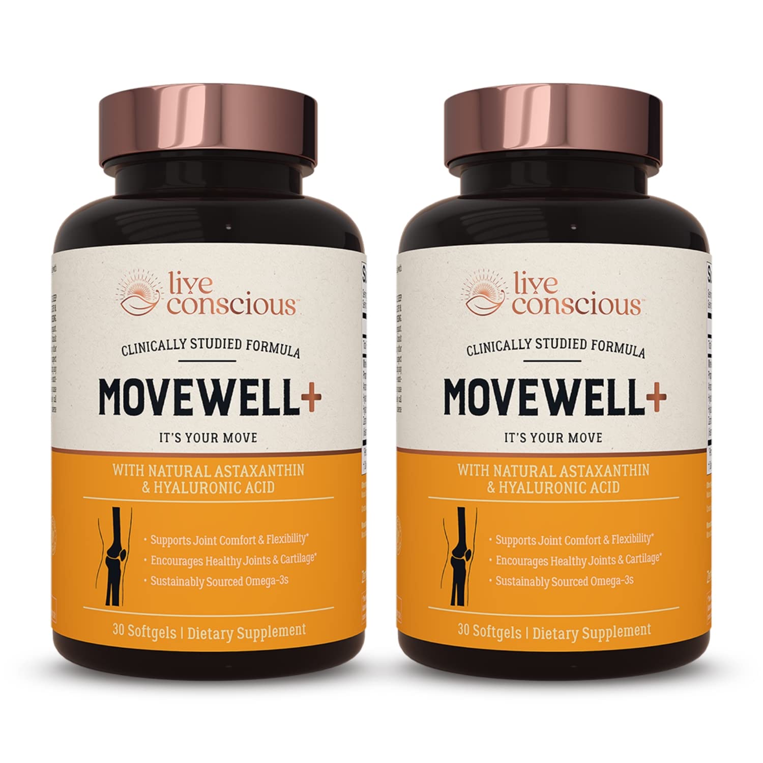 Live Conscious Joint Health Supplement - MoveWell Plus Antarctic Krill Oil, Natural Astaxanthin and Hyaluronic Acid | Outperforms Glucosamine (2 Pack) Live ConsciousAu supplements