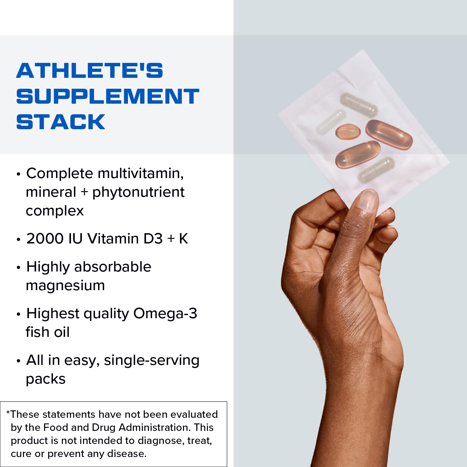 Designs for Sport Vitamin Packs - NSF Certified for Sport Power Pack with Daily Multivitamin, Fish Oil Omega-3, Magnesium Glycinate & Vitamin D3 + K - Athlete's Supplement Stack (30 Packets) Designs for SportAu supplements