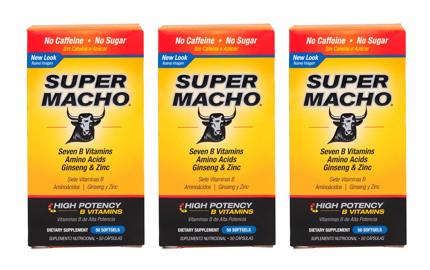 Super Macho Dietary Supplement with High Potency Zinc & 7 B Vitamins, No Preservatives, Sugar or Caffeine, Made in USA, 50 Softgels (3 Pack) Super MachoAu supplements