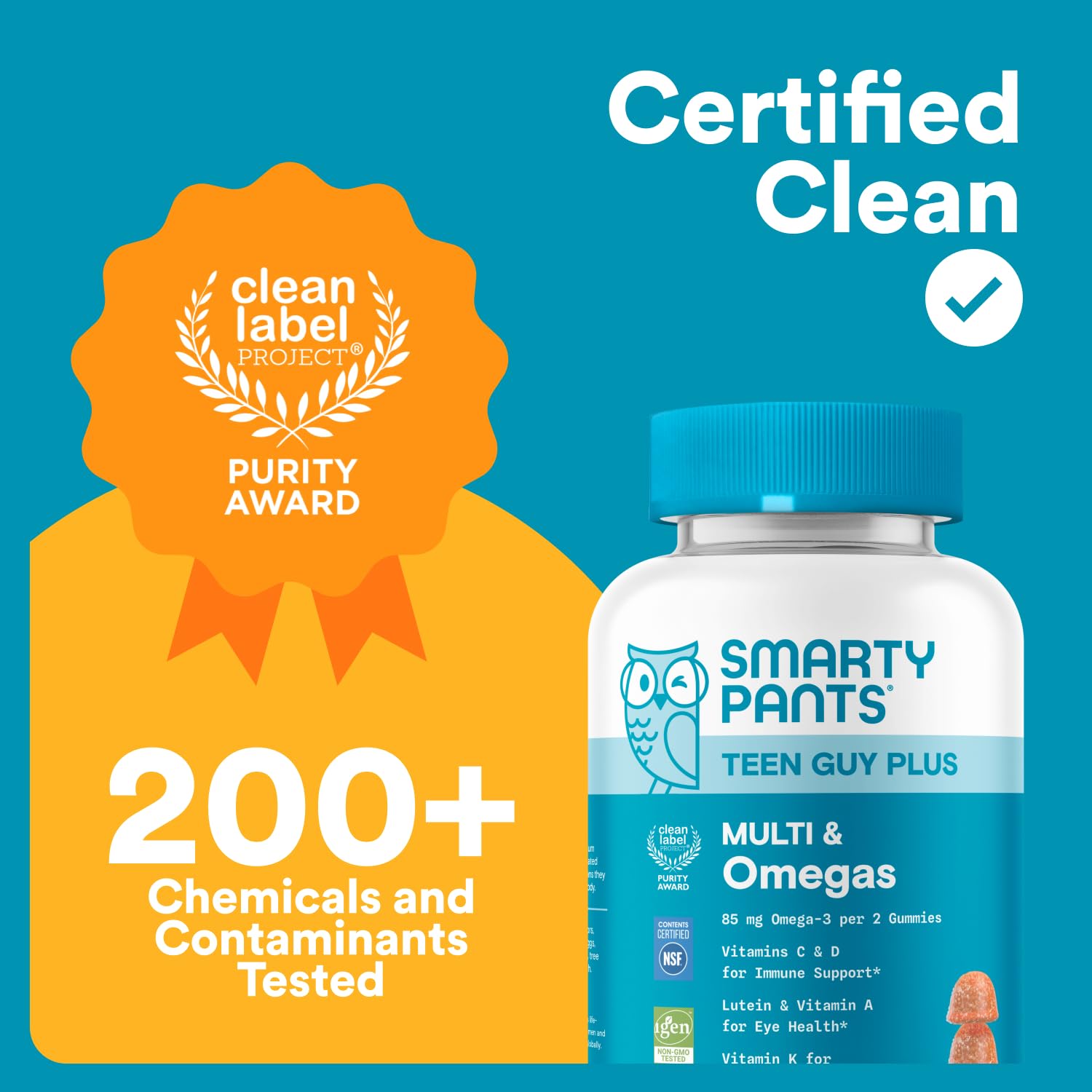 SmartyPants Teen Guy Multivitamin Gummies, Omega 3 (DHA/EPA), Vitamin D3, C, Vitamin B12, B6, A, K & Zinc, Folate, Gluten Free, Fruit Flavor, 60 Count (30 Day Supply) SmartyPantsAu supplements