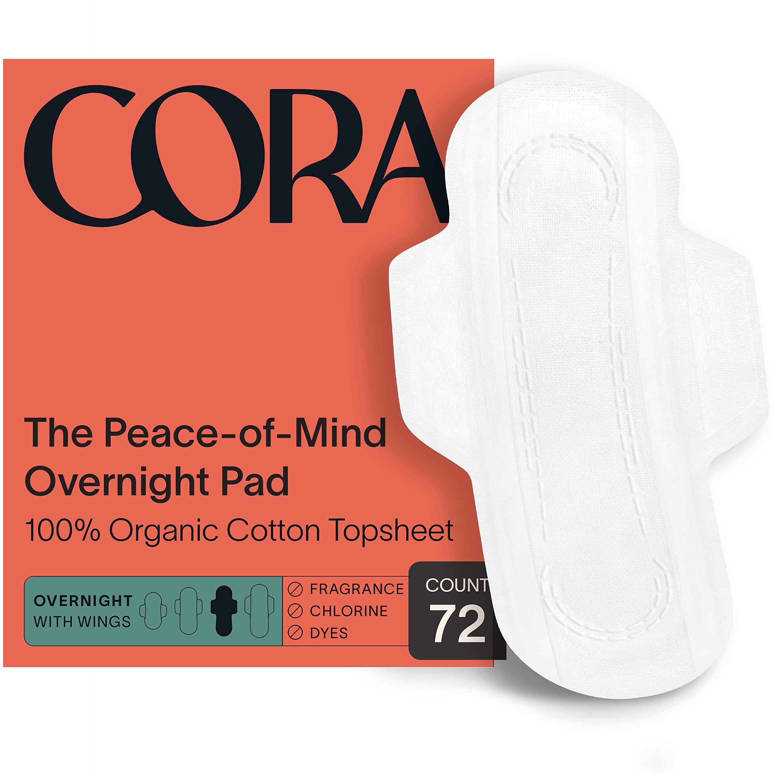Cora Organic Pads | Ultra Thin Period Pads with Wings | Overnight Absorbency | Ultra-Absorbent CoraAu supplements