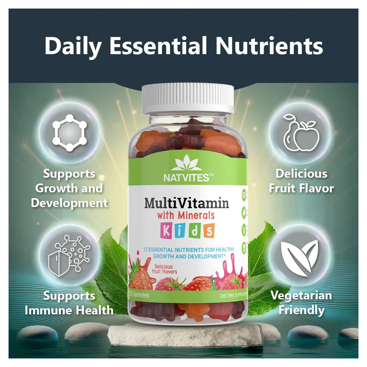 Natvites Complete Kids Multivitamin Gummies – 120 Count of Essential Daily Vitamins & Minerals for Immune Support, Focus, & Growth NatvitesAu supplements