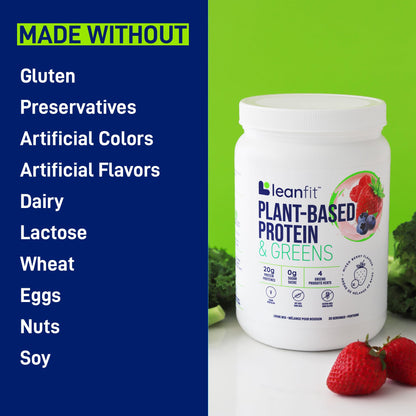 LeanFit Plant-Based Protein & Greens, Natural Berry, 20g Protein, 19 Servings, 1.25 Pound LeanFitUS supplements