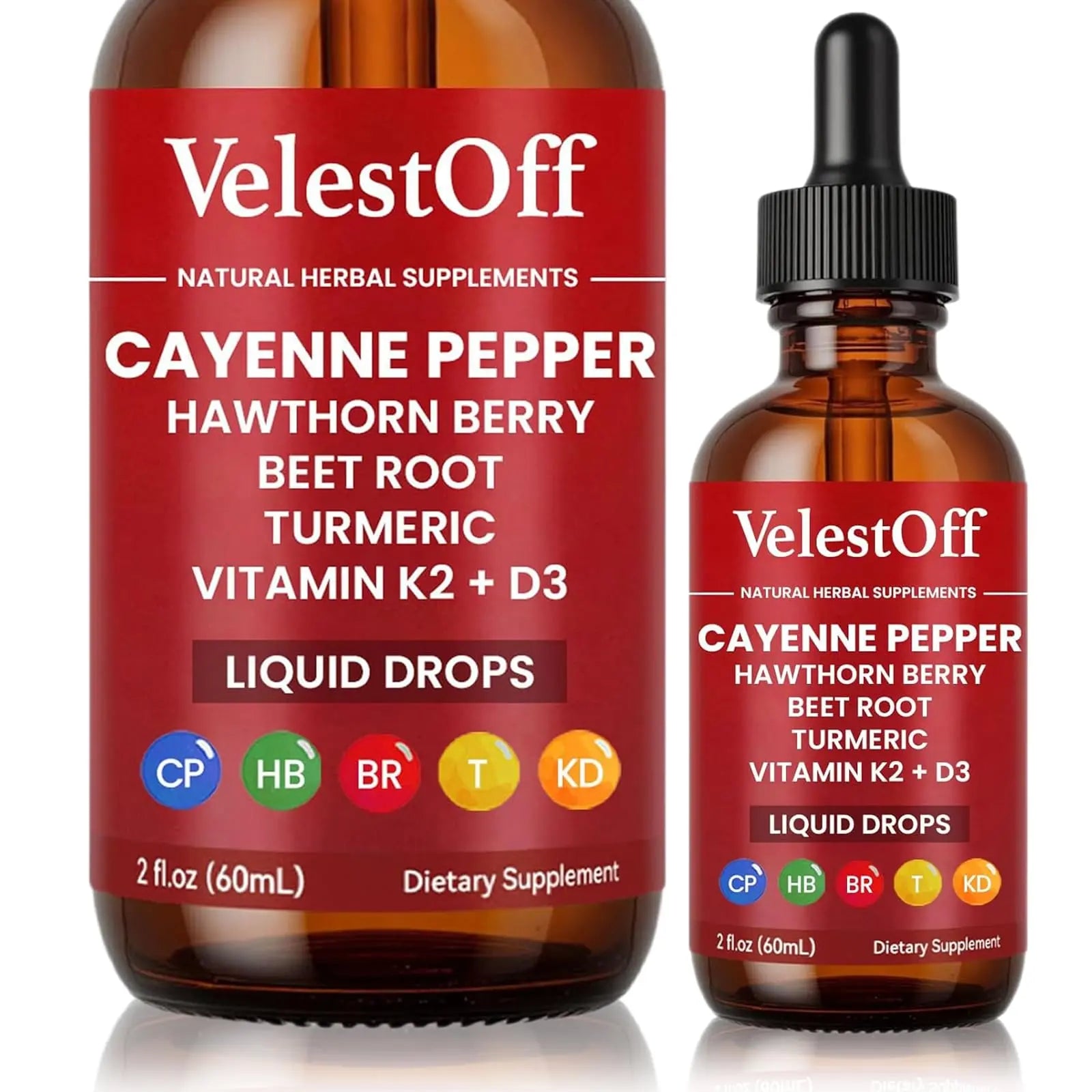 Velestoff Cayenne Pepper Drops, Cayenne Circulation Blend with Hawthorn Beet Root Turmeric Vitamin K2 D3 - Vegan, Non-GMO - 2FL.OZ (1 PCS) VelestoffAu supplements