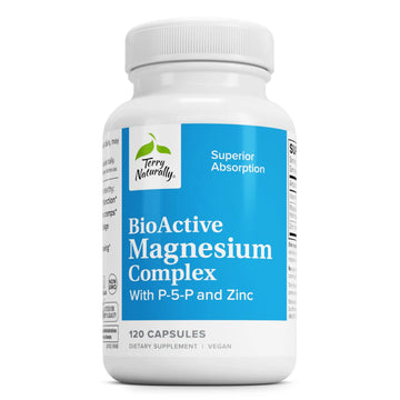 Terry Naturally BioActive Magnesium Complex - Bone & Heart Health Support - Supplement with Vitamin B6, Zinc & Magnesium - Pyridoxal-5-Phosphate Vegan Capsule Supplement - 120 Capsules Terry NaturallyAu supplements