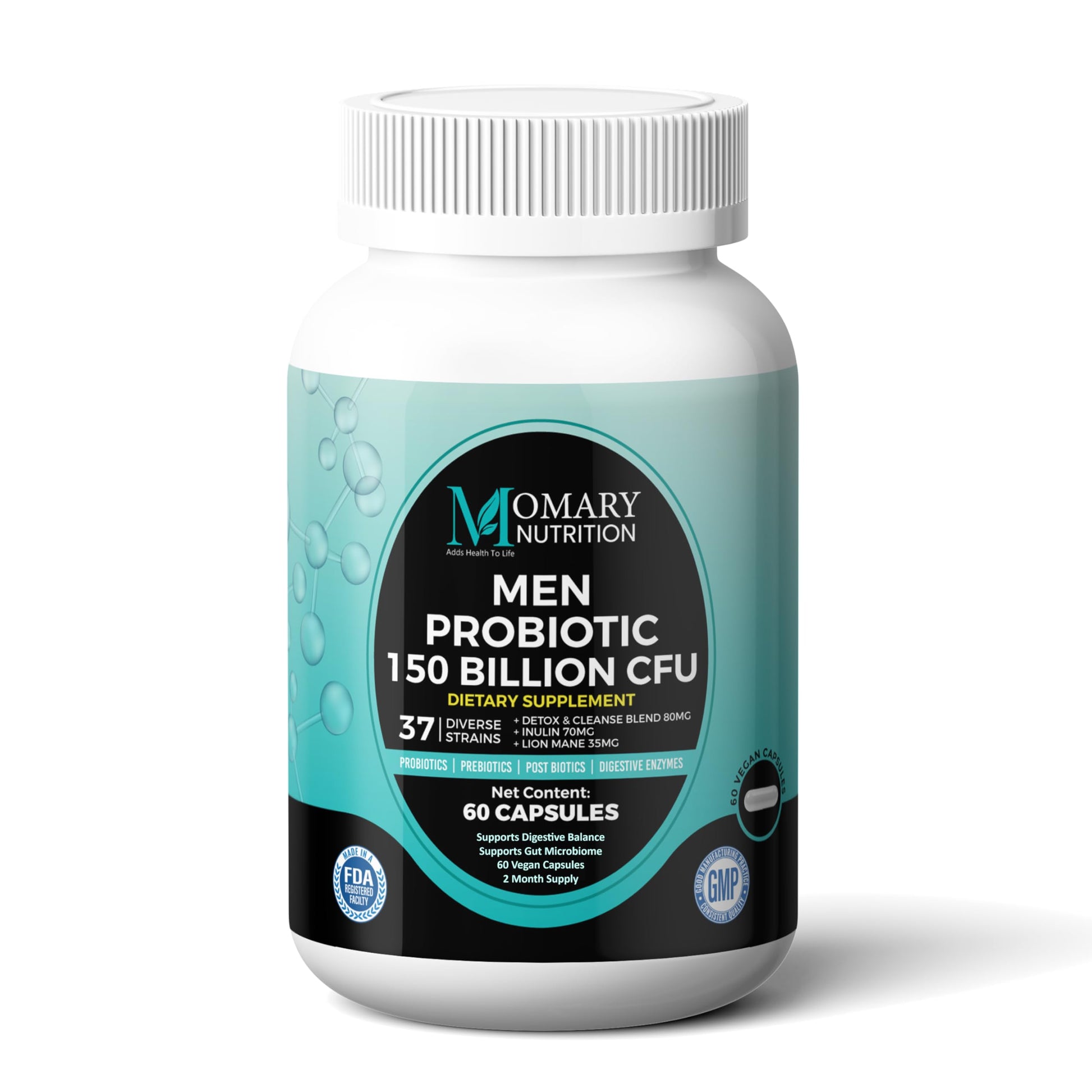 8-in-1 Bio Cultures Complex for Men – 150 Billion CFU Probiotics with 37 Diverse Strains, Organic Prebiotics, Postbiotics & Digestive Enzymes – Supports Digestive Balance & Gut Microbiome MOMARY NUTRITIONAu supplements