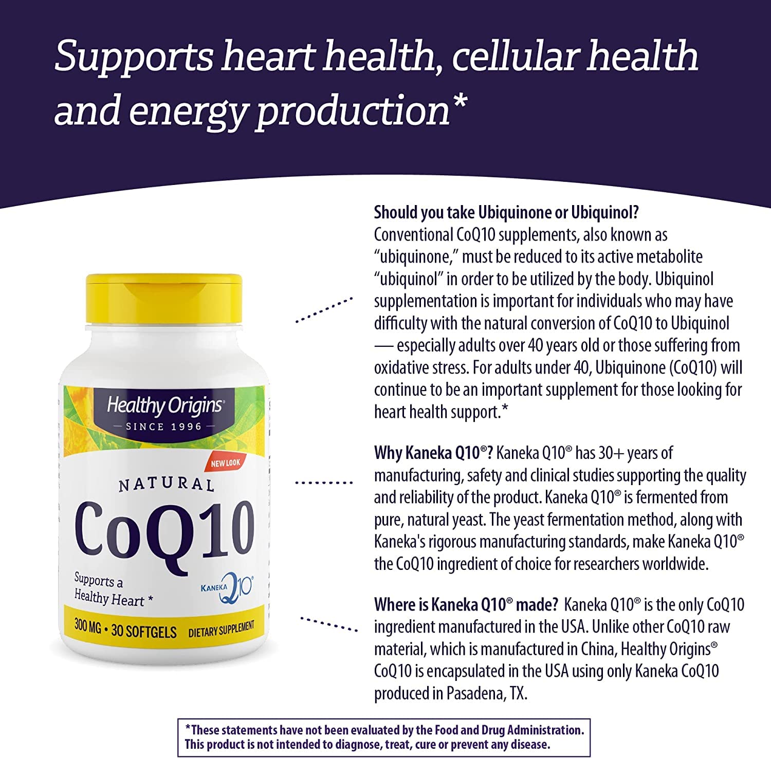 Healthy Origins CoQ10 (Kaneka Q10), 300 mg - Heart Health & Energy Supplement - Gluten Healthy OriginsUS supplements