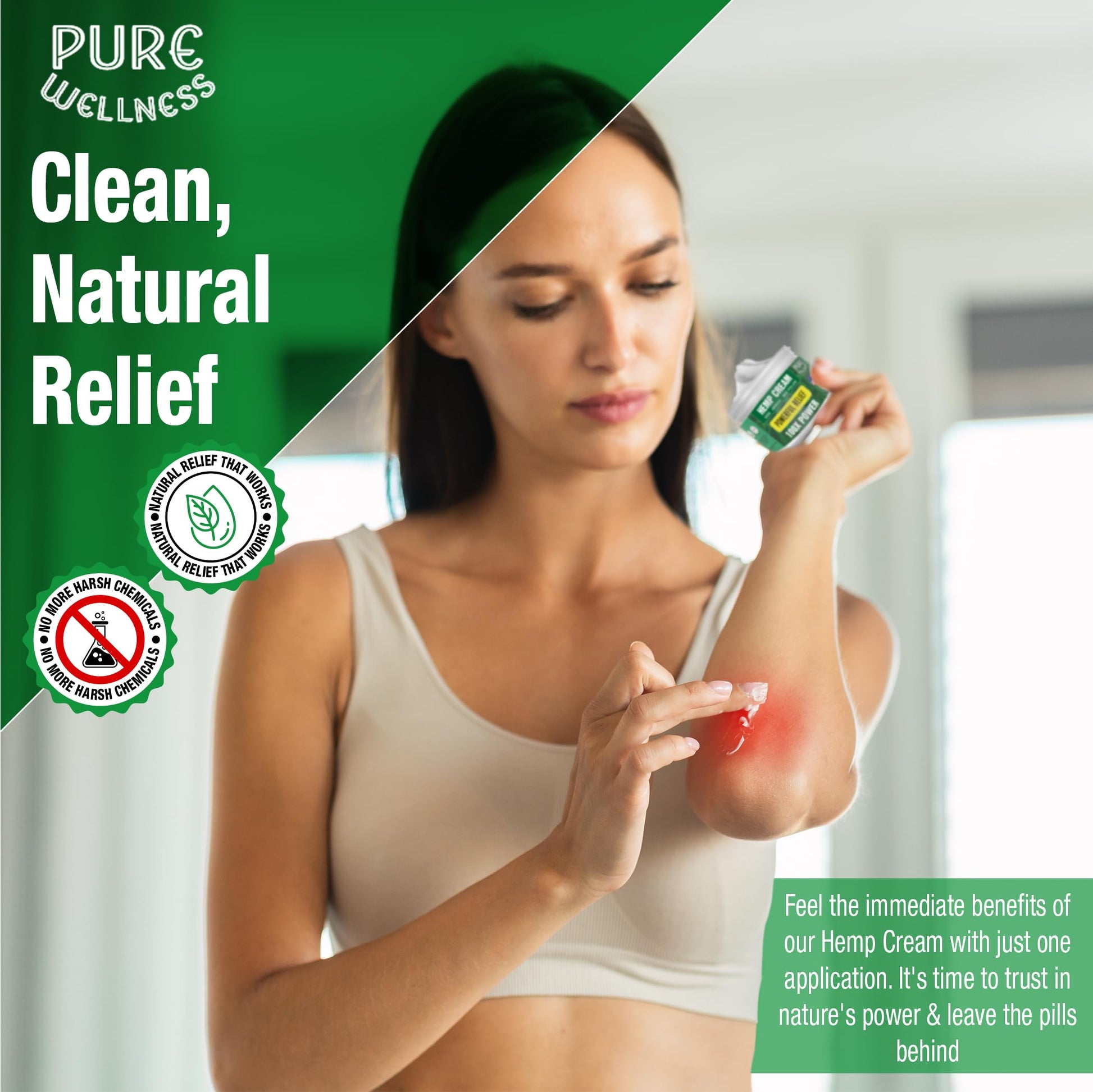 Pure Wellness Hemp Cream Maximum Strength 100,000mg with MSM, Arnica & Bee Pollen - 4 Oz, Supports Relief & Soothing from Joint, Muscle, Shoulder, Back, Knee and Nerve Discomfort - 1 Pack Pure WellnessAu supplements