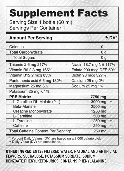 HARDLABZ PRE – Extra Strength Liquid Pre-Workout Energy Shot with Caffeine (250 mg) HARDLABZUS supplements